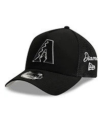 New Era Men's Black Arizona Diamondbacks Side Script 9FORTY A-Frame Trucker Adjustable Hat