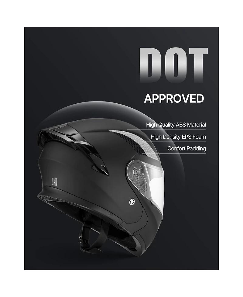 Sugift Adult Modular Motorcycle Helmet with Clear Visor Detachable Liner Dot Approved Size Large