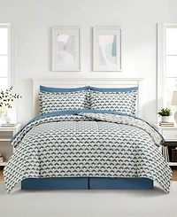Macy's Blockprint Trellis Reversible Microfiber 8-piece Comforter Set