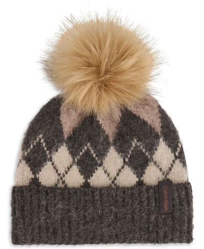 Calvin Klein Women's Argyle Fair Isle Pattern Beanie