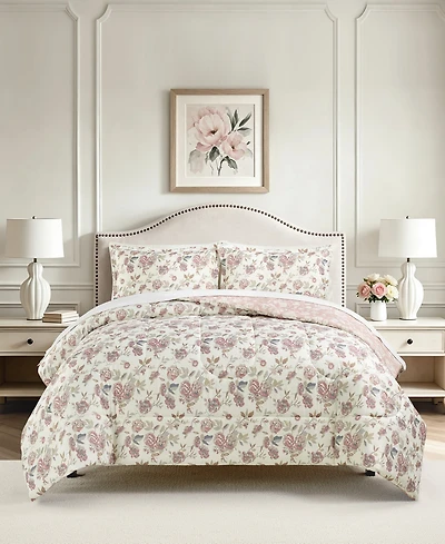 Macy's Painted Rose Reversible Microfiber 3-piece Comforter Set