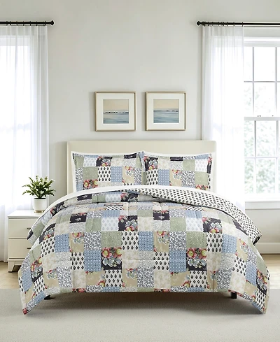 Macy's Floral Patch Reversible Microfiber 3-piece Comforter Set