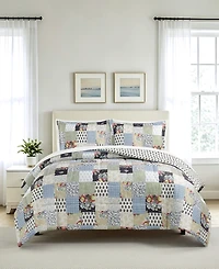 Macy's Floral Patch Reversible Microfiber 3-piece Comforter Set