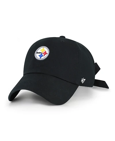 47 Brand Women's Black Pittsburgh Steelers Bow Back Clean Up Adjustable Hat