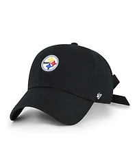 47 Brand Women's Black Pittsburgh Steelers Bow Back Clean Up Adjustable Hat