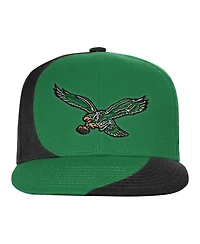 Outerstuff Big Boys and Girls Kelly Green/Black Philadelphia Eagles Side Swipe Retro Snapback Hat