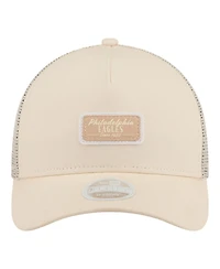 New Era Women's Cream Philadelphia Eagles Tonal Patch M-Crown A-Frame 9FORTY Trucker Adjustable Hat
