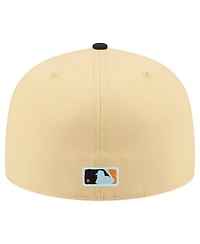 New Era Men's Light Beige Houston Astros Two-Tone Embroidered Visor 59FIFTY Fitted Hat