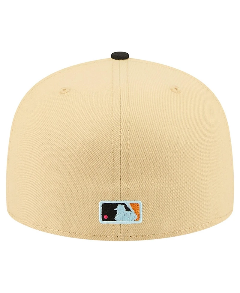 New Era Men's Light Beige Arizona Diamondbacks Two-Tone Embroidered Visor 59FIFTY Fitted Hat