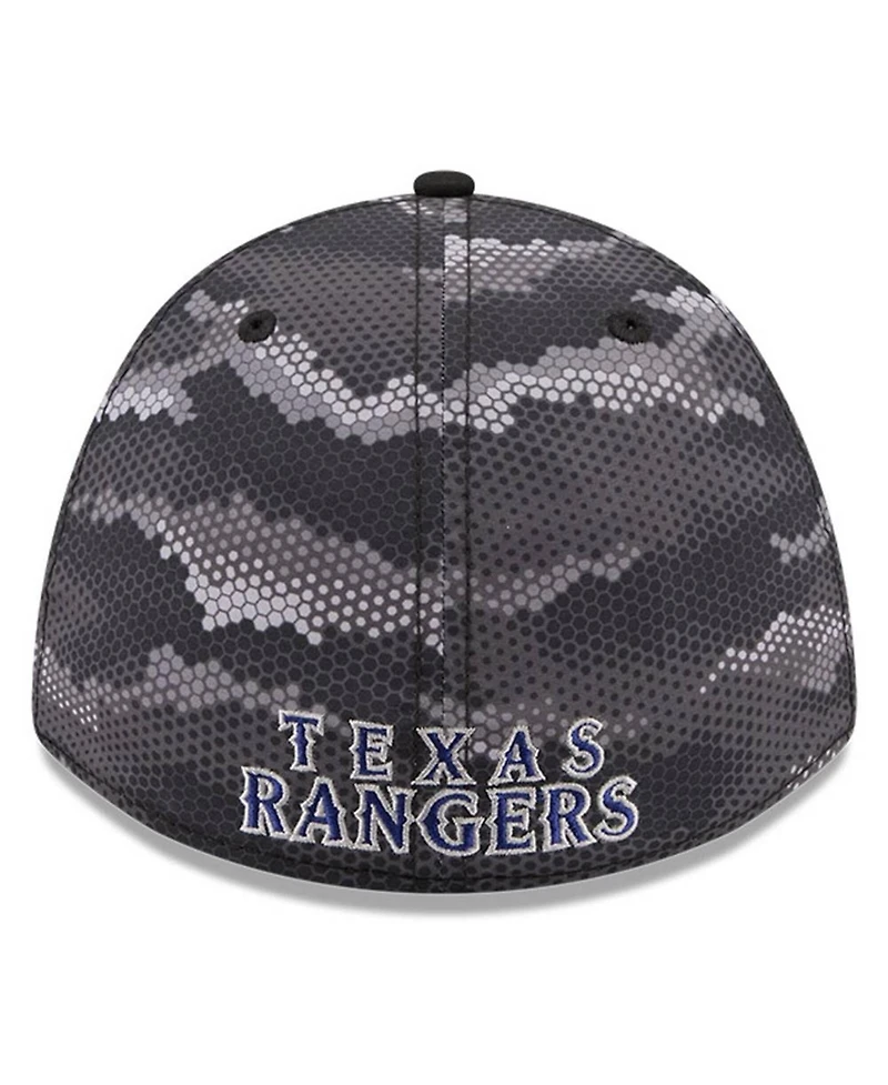 New Era Men's Black Texas Rangers Camo 39THIRTY A-Frame Flex Hat