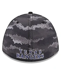 New Era Men's Black Texas Rangers Camo 39THIRTY A-Frame Flex Hat