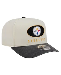 New Era Men's Cream/Black Pittsburgh Steelers Washed A-Frame 9FIFTY Snapback Hat
