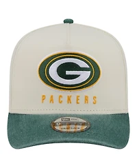 New Era Men's Cream/Green Bay Packers Washed A-Frame 9FIFTY Snapback Hat
