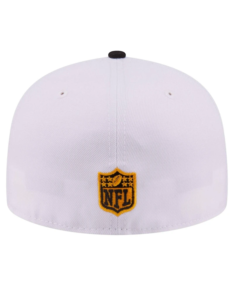 New Era Men's White/Black Pittsburgh Steelers Retro Swoop 59FIFTY Fitted Hat