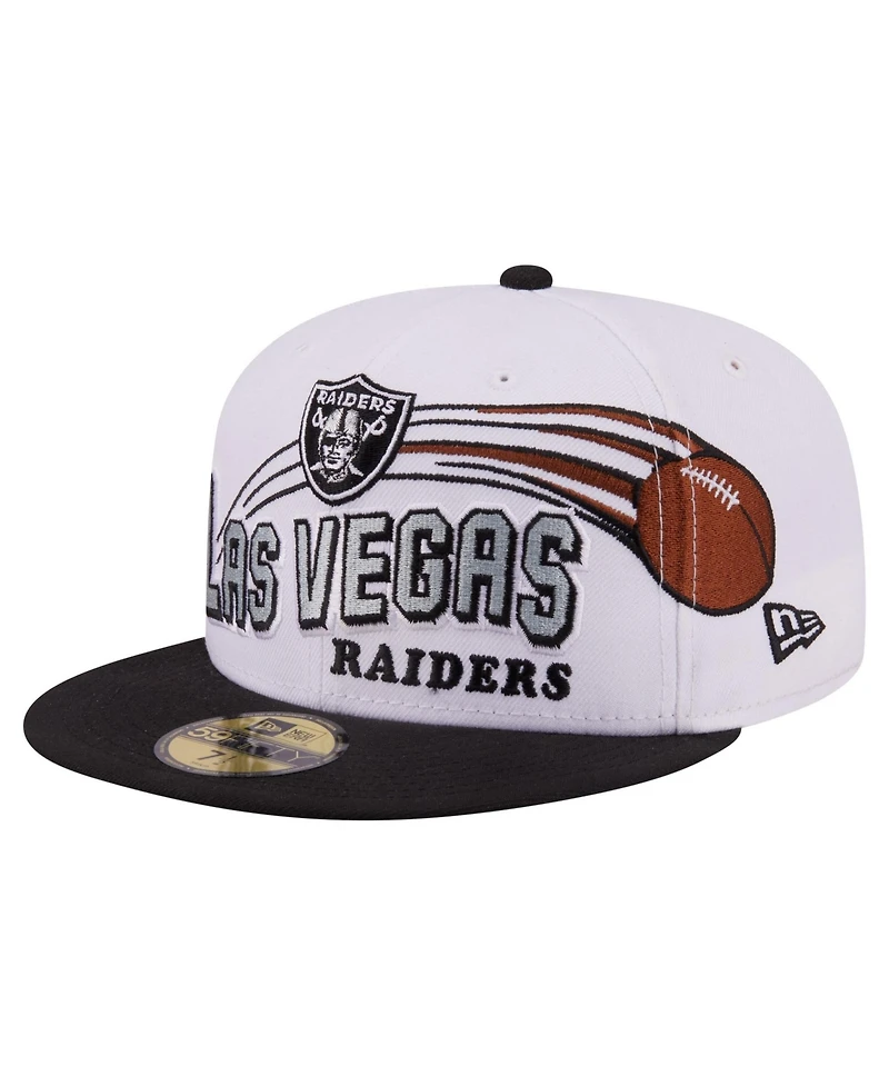 New Era Men's White/Black Las Vegas Raiders Retro Swoop 59FIFTY Fitted Hat
