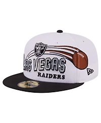 New Era Men's White/Black Las Vegas Raiders Retro Swoop 59FIFTY Fitted Hat