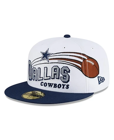 New Era Men's White/Navy Dallas Cowboys Retro Swoop 59FIFTY Fitted Hat