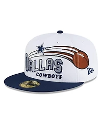 New Era Men's White/Navy Dallas Cowboys Retro Swoop 59FIFTY Fitted Hat