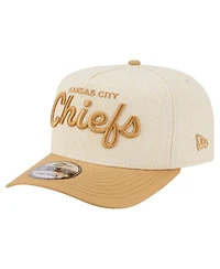 New Era Men's Cream Kansas City Chiefs Herringbone 9FIFTY A-Frame Snapback Hat