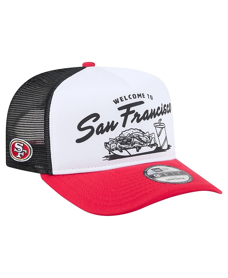 New Era Men's White/Scarlet San Francisco 49ers Foodie 9FIFTY A-Frame Trucker Snapback Hat