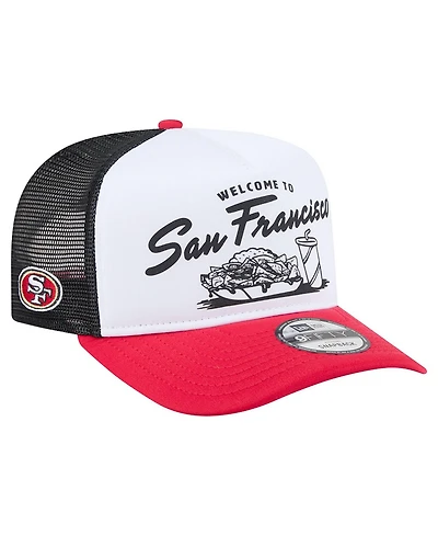 New Era Men's White/Scarlet San Francisco 49ers Foodie 9FIFTY A-Frame Trucker Snapback Hat