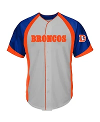 Profile Men's Gray Denver Broncos Big Tall Button-Up Fashion Top