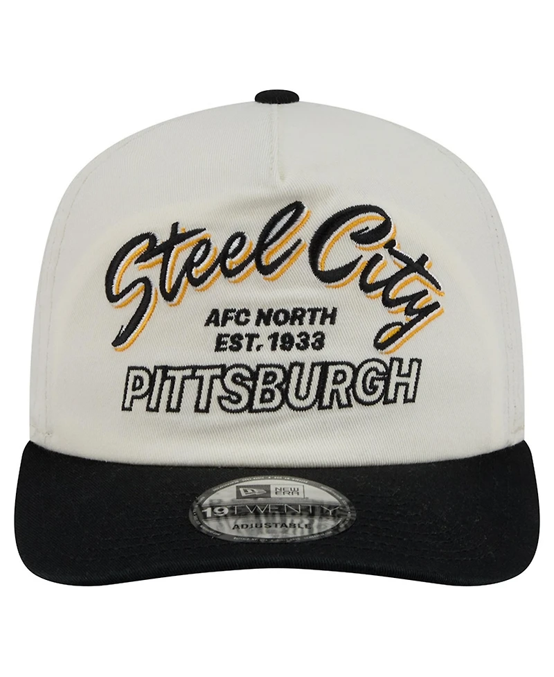 New Era Men's Cream Pittsburgh Steelers Script 19TWENTY Adjustable Hat