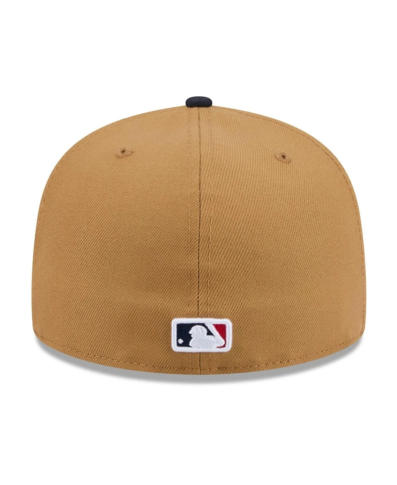 New Era Men's Tan Atlanta Braves Fruit Sticker 59FIFTY Fitted Hat