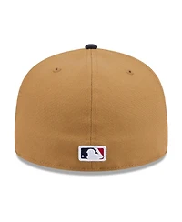 New Era Men's Tan Atlanta Braves Fruit Sticker 59FIFTY Fitted Hat