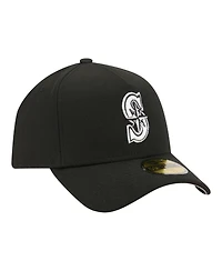 New Era Men's Black Seattle Mariners A-Frame 59FORTY Fitted Hat