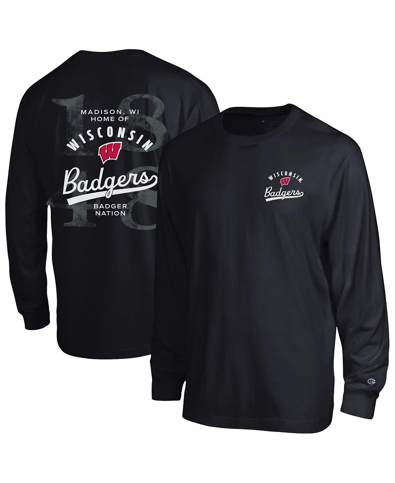 Champion Men's Black Wisconsin Badgers Laminated All-Star Long Sleeve T-Shirt