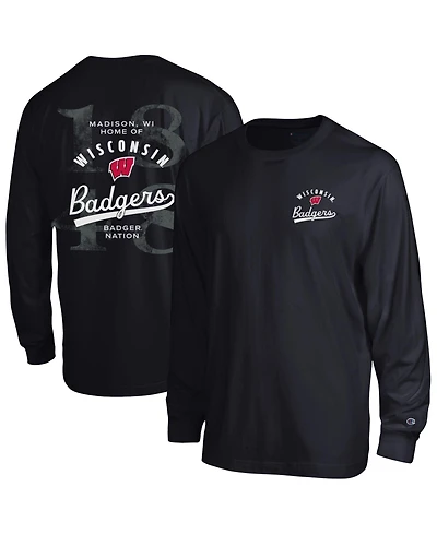 Champion Men's Black Wisconsin Badgers Laminated All-Star Long Sleeve T-Shirt