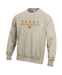 Champion Men's Oatmeal Texas Longhorns Reverse Weave Crewneck Sweatshirt