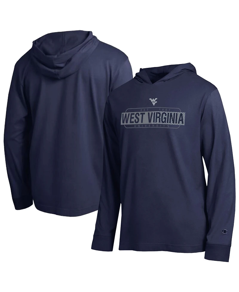 Champion Men's Navy West Virginia Mountaineers Gradient All-Star Long Sleeve Hooded T-Shirt
