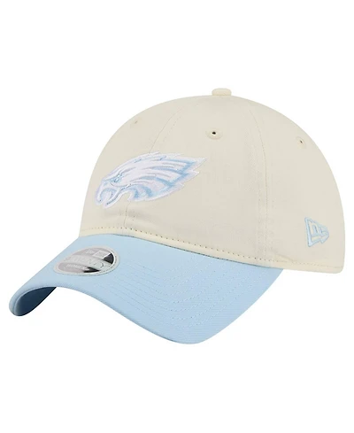 New Era Women's Cream/Coastal Blue Philadelphia Eagles 9TWENTY Adjustable Hat