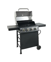 Grill Boss 4-Burner Outdoor Propane Gas Grill with Side Shelves and Wheels, Black