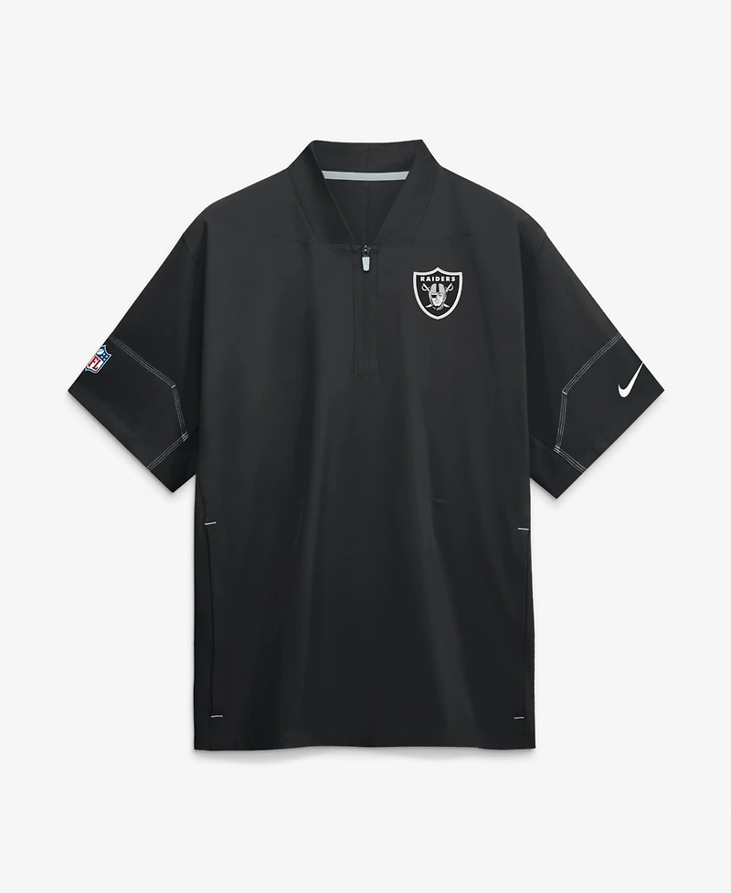 Nike Men's Black Las Vegas Raiders Sideline Short Sleeve Quarter-Zip Coaches Jacket