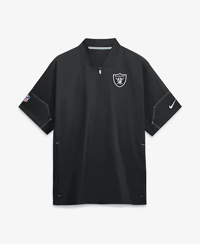 Nike Men's Black Las Vegas Raiders Sideline Short Sleeve Quarter-Zip Coaches Jacket