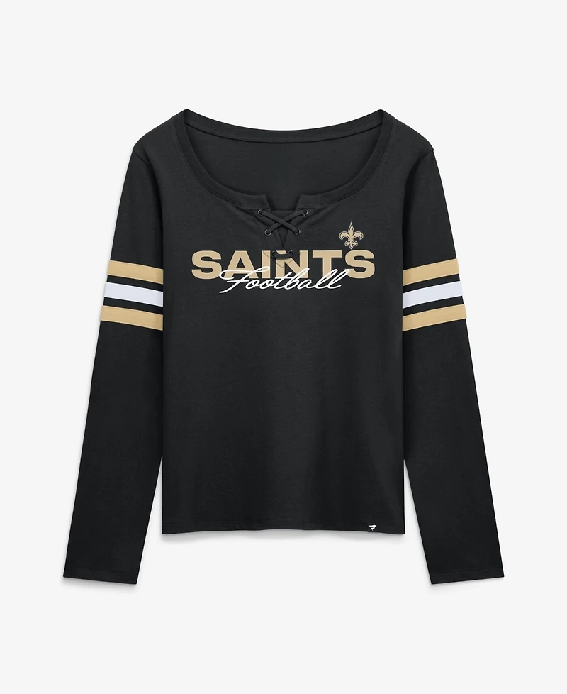 Fanatics Women's New Orleans Saints Team First Coverage Scheme Lace-up Long Sleeve T-Shirt