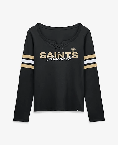 Fanatics Women's New Orleans Saints Team First Coverage Scheme Lace-up Long Sleeve T-Shirt