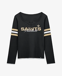 Fanatics Women's New Orleans Saints Team First Coverage Scheme Lace-up Long Sleeve T-Shirt