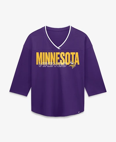 Fanatics Women's Minnesota Vikings Team First Deceptive Juke 3/4-Sleeve V-Neck Graphic T-Shirt