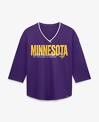 Fanatics Women's Minnesota Vikings Team First Deceptive Juke 3/4-Sleeve V-Neck Graphic T-Shirt