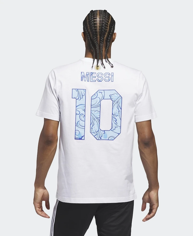 Adidas Men's Lionel Messi White Argentina National Team 2026 Away Jersey Hook Name Number T-Shirt