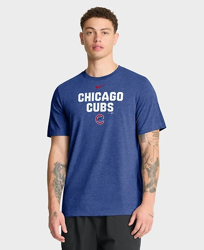 Nike Men's Heather Royal Chicago Cubs Stacked Tri-Blend T-Shirt
