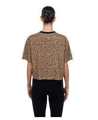 New Era Women's York Mets Leopard-Print Cropped Cotton T-Shirt