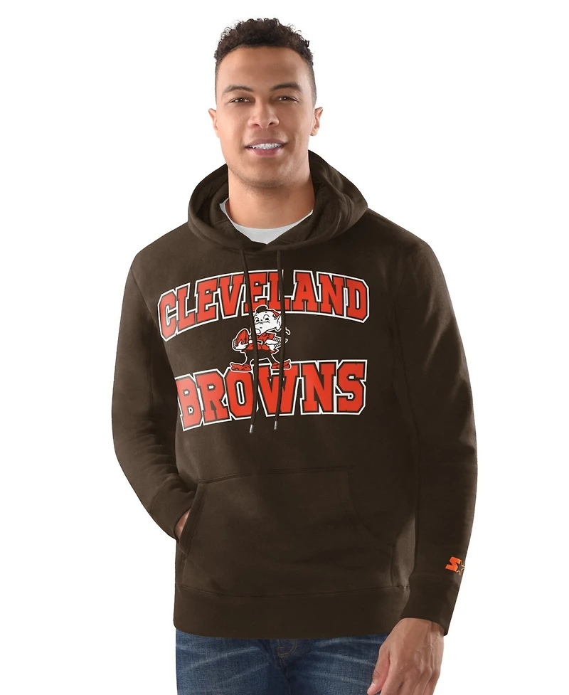 Starter Men's Brown Cleveland Browns Hoodie and Cuffed Knit Hat Combo Pack