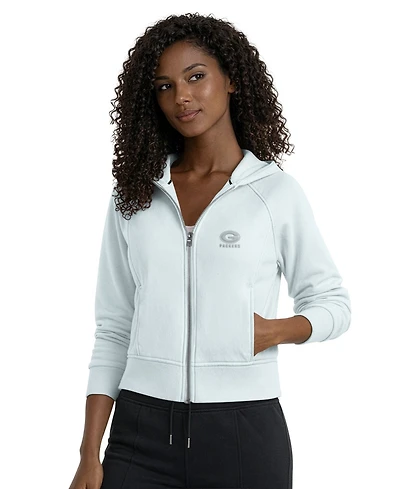 Starter Women's Green Bay Packers Cropped Pastels Full-Zip Hoodie
