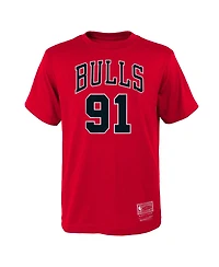 Mitchell & Ness Big Boys and Girls Dennis Rodman Red Chicago Bulls Hardwood Classics Name Number T-Shirt