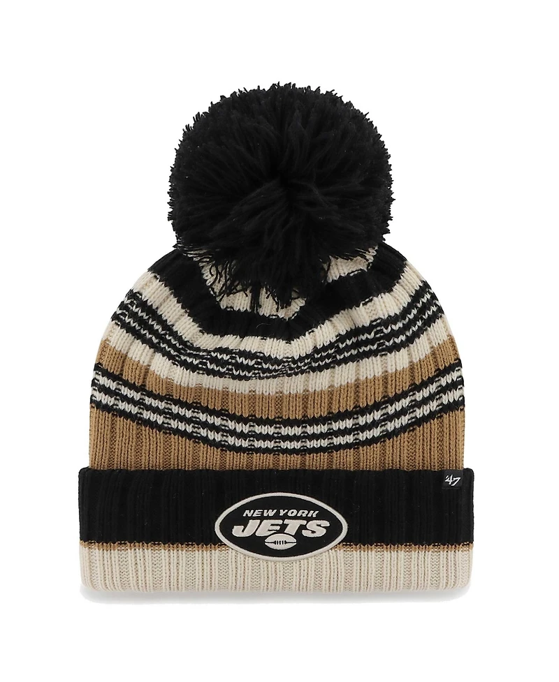 '47 Brand Women's Natural New York Jets Barista Cuffed Knit Pom Hat